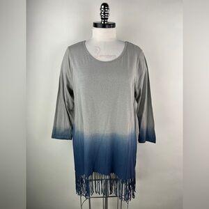 💚 3089. Fringe Hem Dip Dye Tunic
